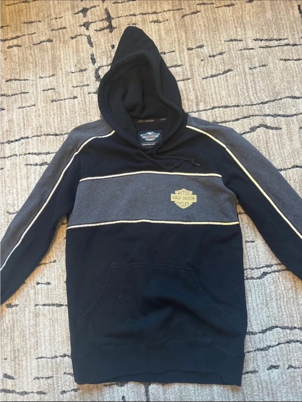 Harley-Davidson Black, Gray & Cream Hooded Pullover